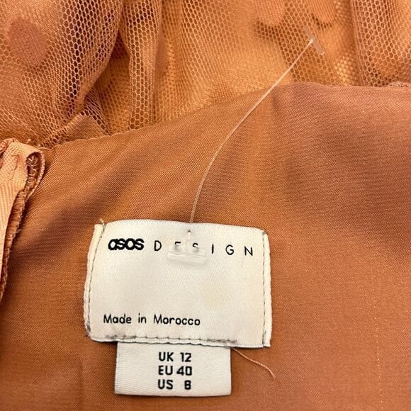 asos Design mauve sheer tiered mini dress Size 8 NWOT - Picture 9 of 11